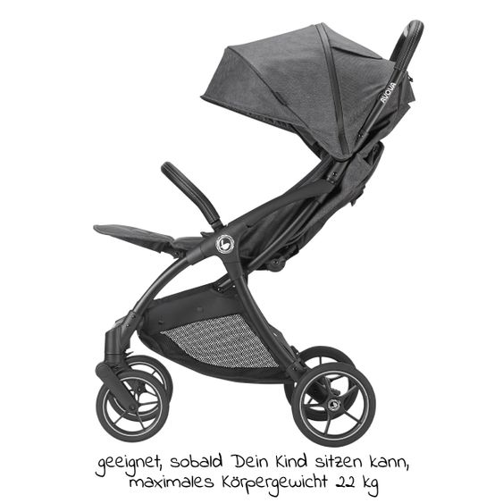 Avova Buggy & Sportwagen City Ranger mit Auto-Folding Mechanismus bis 22 kg belastbar & Regen- & Insektenschutz - Dolphin Grey