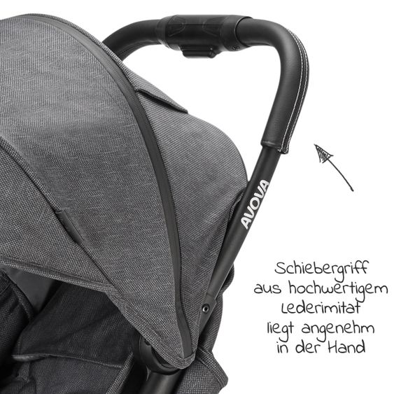 Avova Buggy & Sportwagen City Ranger mit Auto-Folding Mechanismus bis 22 kg belastbar & Regen- & Insektenschutz - Dolphin Grey