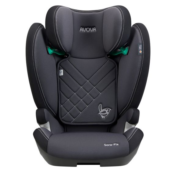 Avova Sora-Fix i-Size child seat 100 cm - 150 cm / 3 years to 12 years with Isofix - Grey & Black