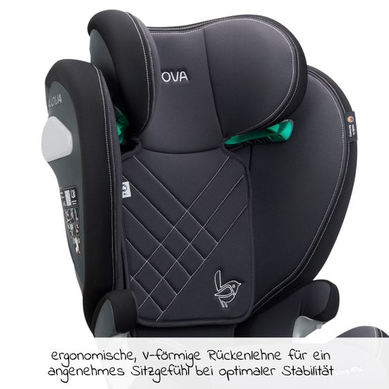 Avova Sora-Fix i-Size child seat 100 cm - 150 cm / 3 years to 12 years with Isofix - Grey & Black