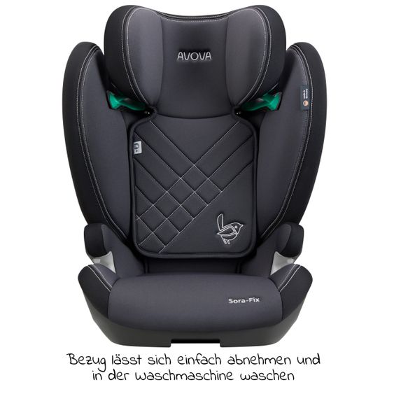 Avova Sora-Fix i-Size child seat 100 cm - 150 cm / 3 years to 12 years with Isofix - Grey & Black