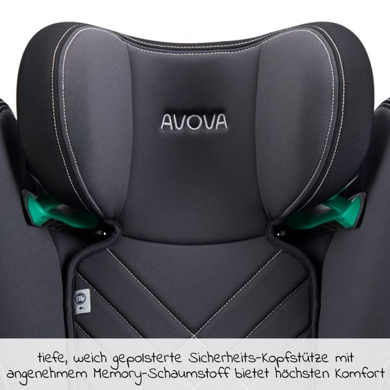 Avova Sora-Fix i-Size child seat 100 cm - 150 cm / 3 years to 12 years with Isofix - Grey & Black