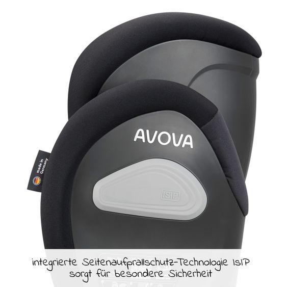 Avova Sora-Fix i-Size child seat 100 cm - 150 cm / 3 years to 12 years with Isofix - Grey & Black