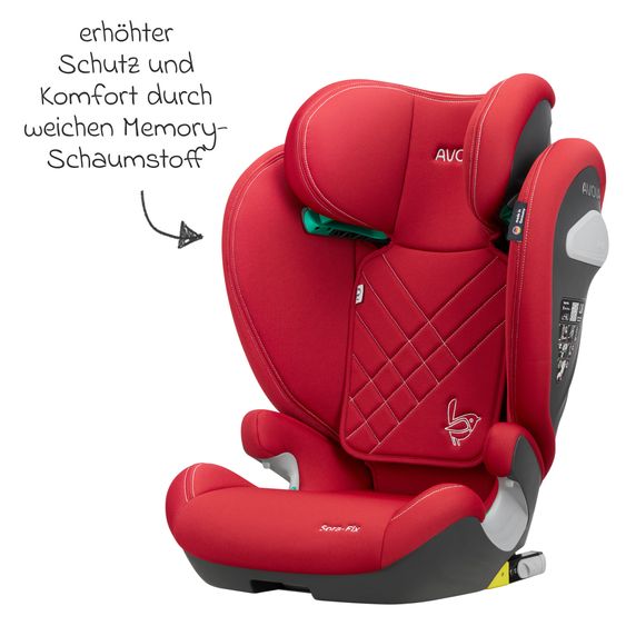 Avova Kindersitz Sora-Fix i-Size ab 3,5 Jahre - 12 Jahre (100 cm - 150 cm) mit Isofix nur 5,5 kg - Maple Red