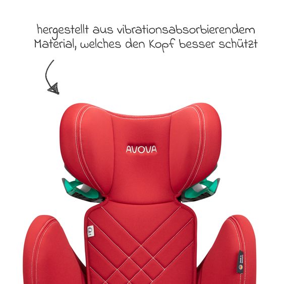 Avova Kindersitz Sora-Fix i-Size ab 3,5 Jahre - 12 Jahre (100 cm - 150 cm) mit Isofix nur 5,5 kg - Maple Red