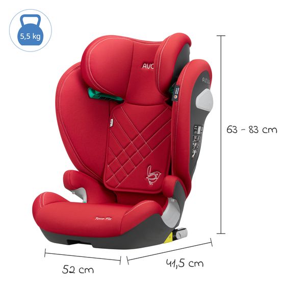 Avova Kindersitz Sora-Fix i-Size ab 3,5 Jahre - 12 Jahre (100 cm - 150 cm) mit Isofix nur 5,5 kg - Maple Red