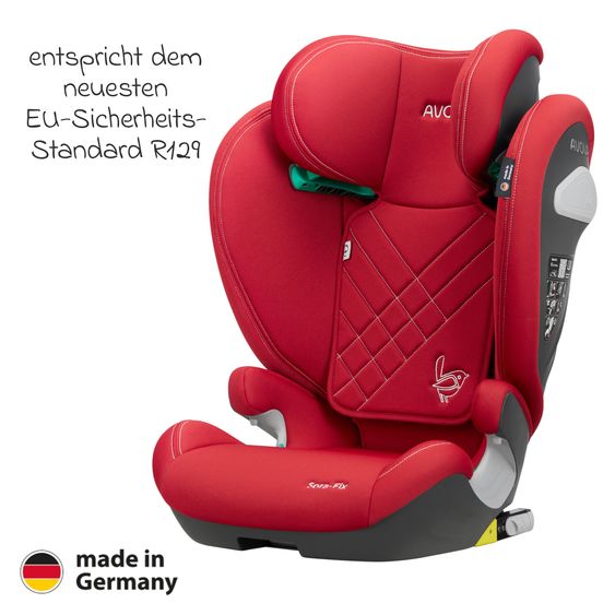 Avova Kindersitz Sora-Fix i-Size ab 3,5 Jahre - 12 Jahre (100 cm - 150 cm) mit Isofix nur 5,5 kg - Maple Red