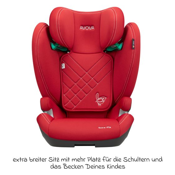Avova Kindersitz Sora-Fix i-Size ab 3,5 Jahre - 12 Jahre (100 cm - 150 cm) mit Isofix nur 5,5 kg - Maple Red