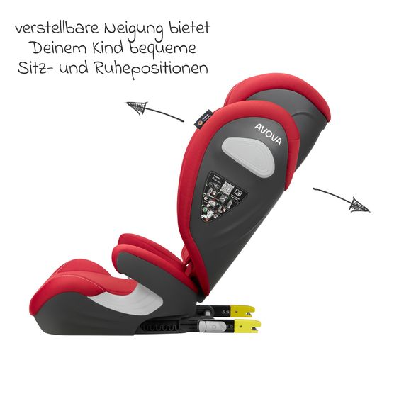 Avova Kindersitz Sora-Fix i-Size ab 3,5 Jahre - 12 Jahre (100 cm - 150 cm) mit Isofix nur 5,5 kg - Maple Red