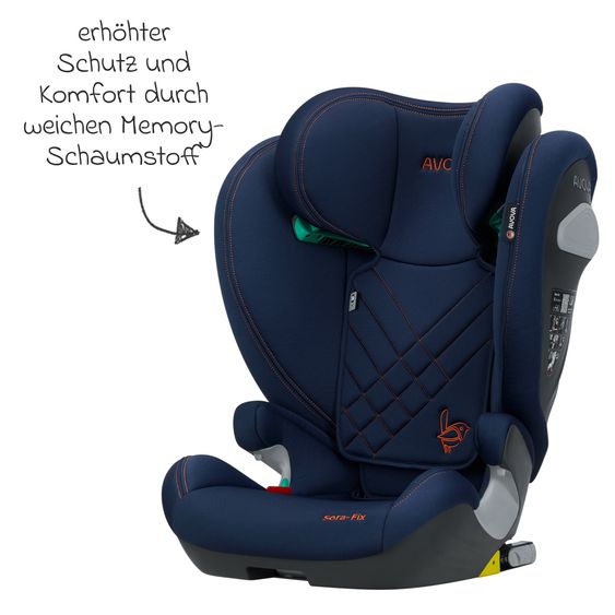 Avova Kindersitz Sora-Fix i-Size ab 3,5 Jahre - 12 Jahre (100 cm - 150 cm) mit Isofix nur 5,5 kg - River Blue