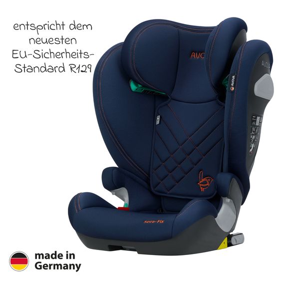 Avova Kindersitz Sora-Fix i-Size ab 3,5 Jahre - 12 Jahre (100 cm - 150 cm) mit Isofix nur 5,5 kg - River Blue
