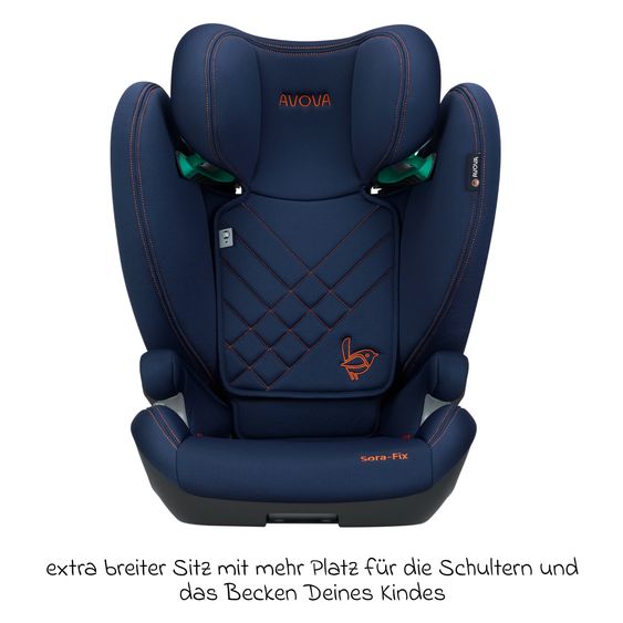 Avova Kindersitz Sora-Fix i-Size ab 3,5 Jahre - 12 Jahre (100 cm - 150 cm) mit Isofix nur 5,5 kg - River Blue