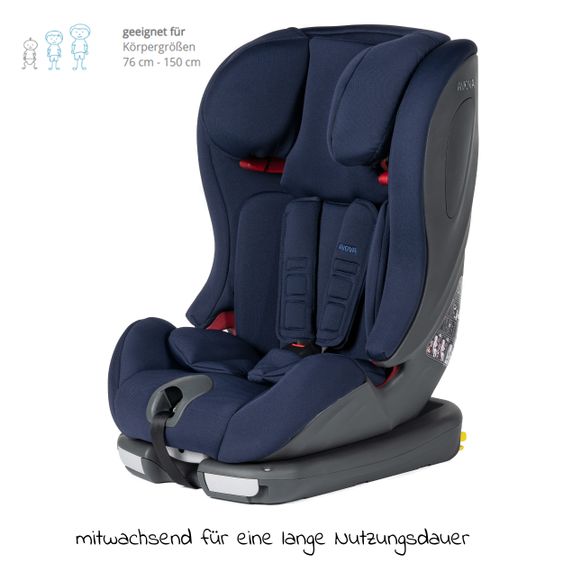 Avova Kindersitz Sperling-Fix i-Size 76 cm - 150 cm / ab 15 Monate bis 12 Jahre mit Isofix & Top Tether - Atlantic Blue