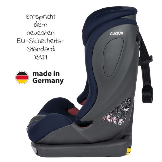 Avova Kindersitz Sperling-Fix i-Size 76 cm - 150 cm / ab 15 Monate bis 12 Jahre mit Isofix & Top Tether - Atlantic Blue