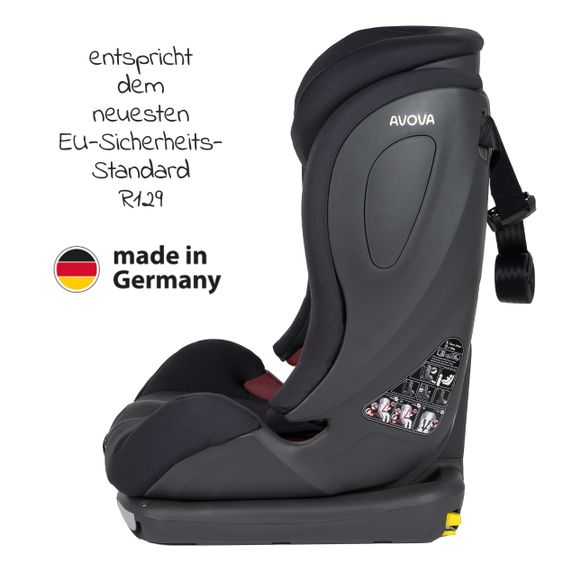 Avova Kindersitz Sperling-Fix i-Size 76 cm - 150 cm / ab 15 Monate bis 12 Jahre mit Isofix & Top Tethers - Koala Grey