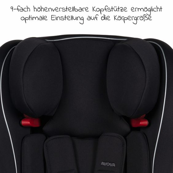 Avova Kindersitz Sperling-Fix i-Size 76 cm - 150 cm / ab 15 Monate bis 12 Jahre mit Isofix & Top Tether - Pearl Black