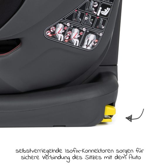 Avova Kindersitz Sperling-Fix i-Size 76 cm - 150 cm / ab 15 Monate bis 12 Jahre mit Isofix & Top Tether - Pearl Black