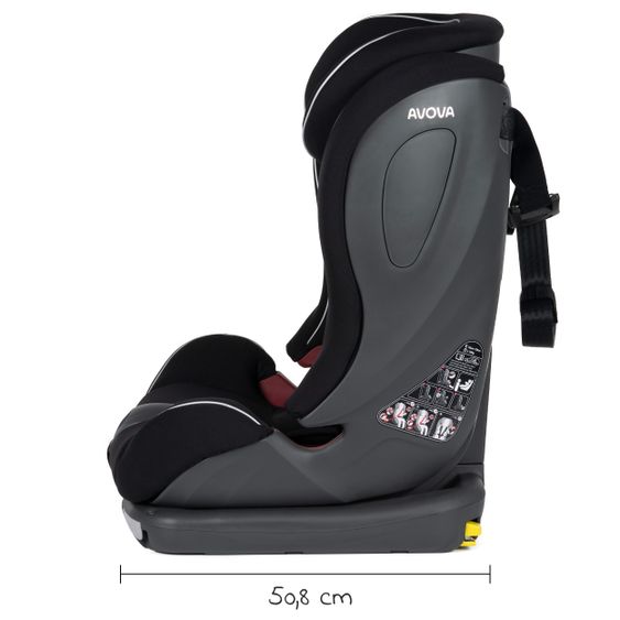 Avova Kindersitz Sperling-Fix i-Size 76 cm - 150 cm / ab 15 Monate bis 12 Jahre mit Isofix & Top Tether - Pearl Black