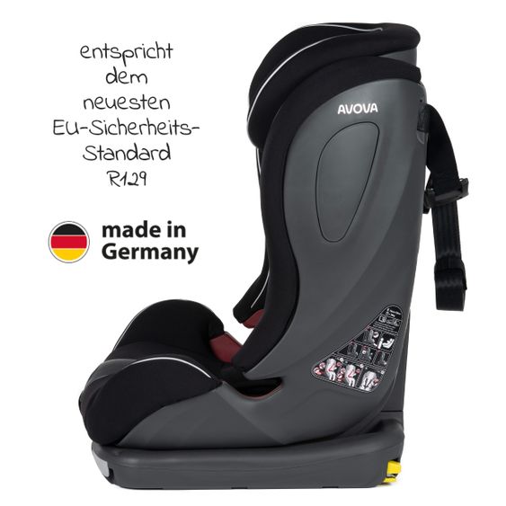 Avova Kindersitz Sperling-Fix i-Size 76 cm - 150 cm / ab 15 Monate bis 12 Jahre mit Isofix & Top Tether - Pearl Black