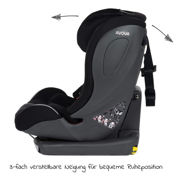 Avova Kindersitz Sperling-Fix i-Size 76 cm - 150 cm / ab 15 Monate bis 12 Jahre mit Isofix & Top Tether - Pearl Black