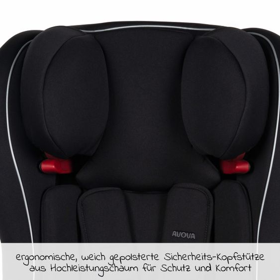 Avova Kindersitz Sperling-Fix i-Size 76 cm - 150 cm / ab 15 Monate bis 12 Jahre mit Isofix & Top Tether - Pearl Black