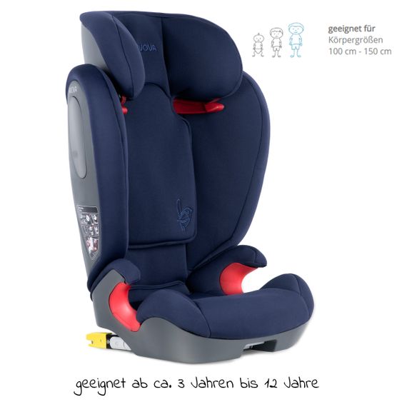 Avova Kindersitz Star-Fix i-Size 100 cm - 150 cm / 3 Jahre bis 12 Jahre mit Isofix - Atlantic Blue