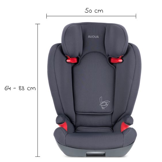 Avova Kindersitz Star-Fix i-Size 100 cm - 150 cm / 3 Jahre bis 12 Jahre mit Isofix - Koala Grey