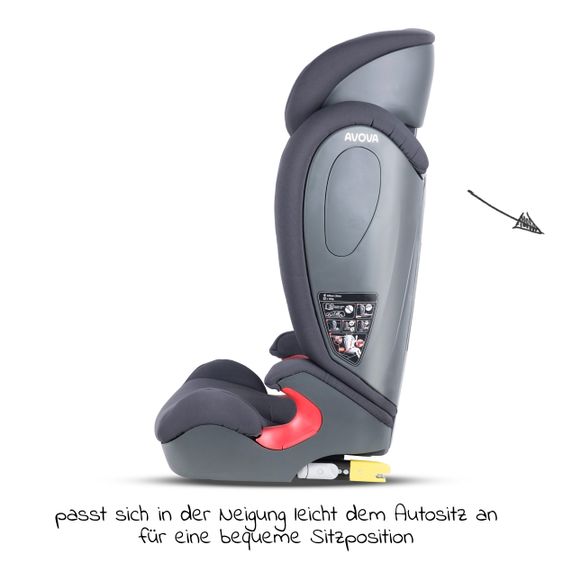 Avova Kindersitz Star-Fix i-Size 100 cm - 150 cm / 3 Jahre bis 12 Jahre mit Isofix - Koala Grey