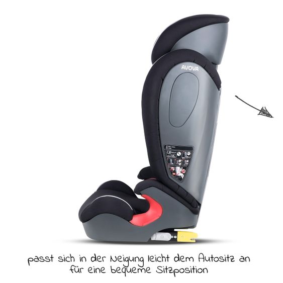 Avova Kindersitz Star-Fix i-Size 100 cm - 150 cm / 3 Jahre bis 12 Jahre mit Isofix - Pearl Black