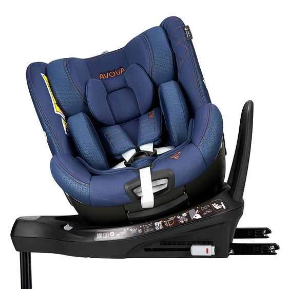 Avova Reboarder-Kindersitz Alera 1 360° drehbar ab Geburt bis 4 Jahre 40 - 105 cm mit Isofix-Basis - Montain Blue Copper