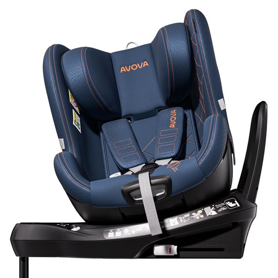 Avova Reboarder Car Seat Alera X1 360° rotatable from 3 months to 4 years 61 cm - 105 cm with Isofix base - Mountain Blue Copper