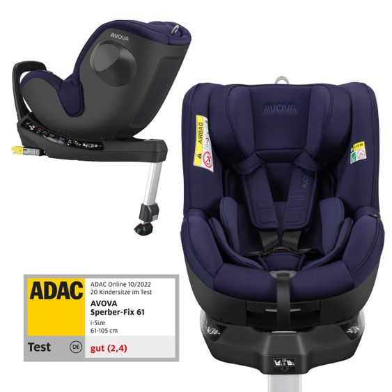 Avova Reboarder-Kindersitz Sperber-Fix 61 61 cm - 105 cm / 1 Jahr bis 4 Jahre mit Isofix - Atlantic Blue