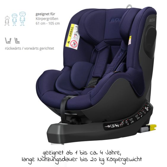 Avova Reboarder-Kindersitz Sperber-Fix 61 61 cm - 105 cm / 1 Jahr bis 4 Jahre mit Isofix - Atlantic Blue