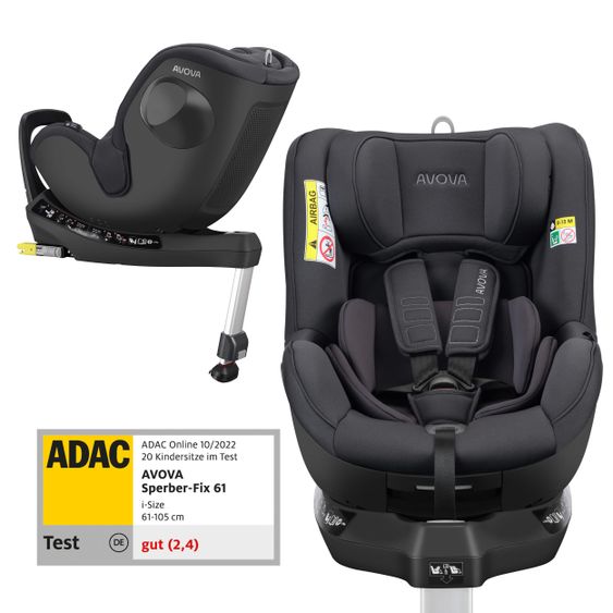 Avova Reboarder-Kindersitz Sperber-Fix 61 61 cm - 105 cm / 1 Jahr bis 4 Jahre mit Isofix - Koala Grey