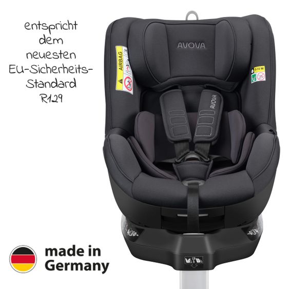 Avova Reboarder-Kindersitz Sperber-Fix 61 61 cm - 105 cm / 1 Jahr bis 4 Jahre mit Isofix - Koala Grey