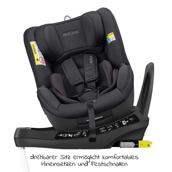Avova Reboarder-Kindersitz Sperber-Fix 61 61 cm - 105 cm / 1 Jahr bis 4 Jahre mit Isofix - Koala Grey