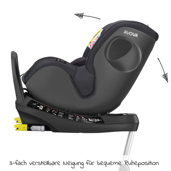 Avova Reboarder-Kindersitz Sperber-Fix 61 61 cm - 105 cm / 1 Jahr bis 4 Jahre mit Isofix - Koala Grey