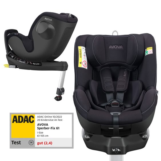 Avova Reboarder-Kindersitz Sperber-Fix 61 61 cm - 105 cm / 1 Jahr bis 4 Jahre mit Isofix - Pearl Black