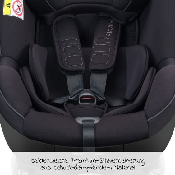 Avova Reboarder-Kindersitz Sperber-Fix 61 61 cm - 105 cm / 1 Jahr bis 4 Jahre mit Isofix - Pearl Black