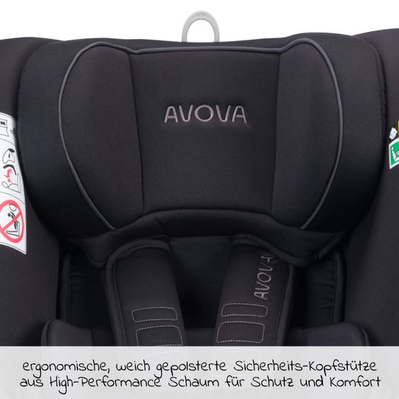 Avova Seggiolino Reboarder Sperber-Fix 61 61 cm - 105 cm / da 1 anno a 4 anni con Isofix - Nero perla