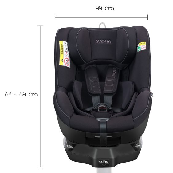 Avova Seggiolino Reboarder Sperber-Fix 61 61 cm - 105 cm / da 1 anno a 4 anni con Isofix - Nero perla