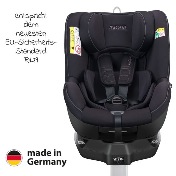 Avova Reboarder-Kindersitz Sperber-Fix 61 61 cm - 105 cm / 1 Jahr bis 4 Jahre mit Isofix - Pearl Black