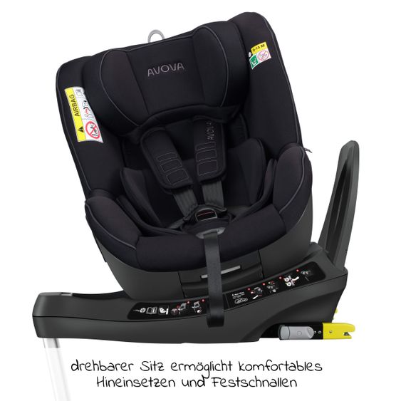 Avova Seggiolino Reboarder Sperber-Fix 61 61 cm - 105 cm / da 1 anno a 4 anni con Isofix - Nero perla