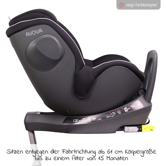 Avova Seggiolino Reboarder Sperber-Fix 61 61 cm - 105 cm / da 1 anno a 4 anni con Isofix - Nero perla