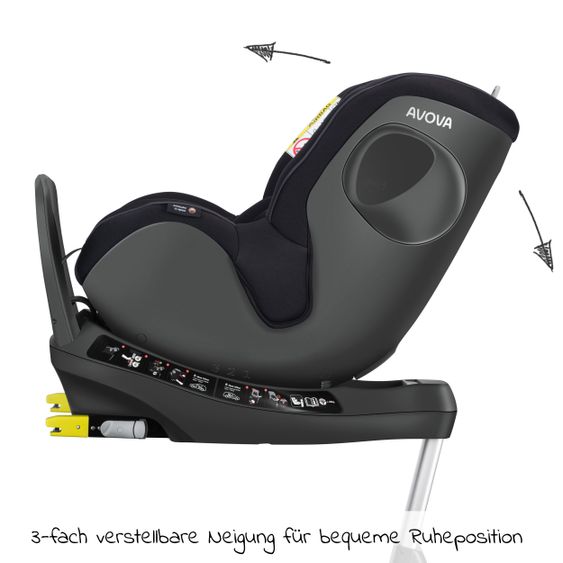 Avova Reboarder-Kindersitz Sperber-Fix 61 61 cm - 105 cm / 1 Jahr bis 4 Jahre mit Isofix - Pearl Black