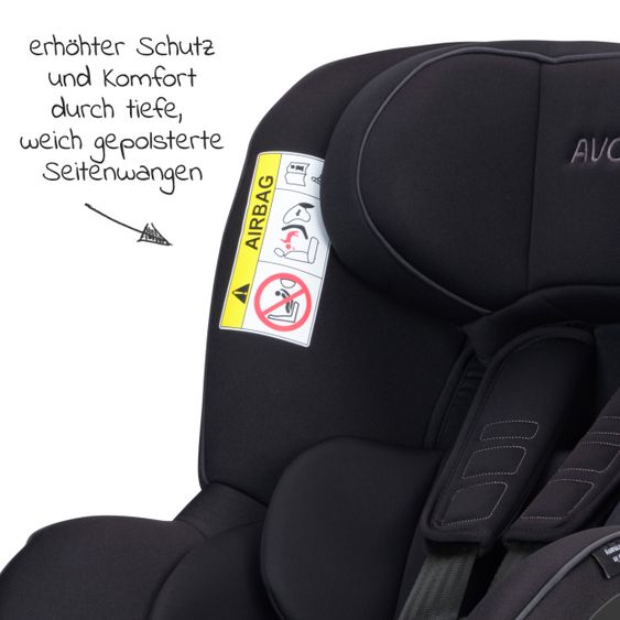 Avova Seggiolino Reboarder Sperber-Fix 61 61 cm - 105 cm / da 1 anno a 4 anni con Isofix - Nero perla