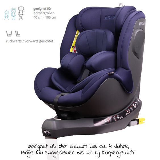 Avova Reboarder-Kindersitz Sperber-Fix i-Size 40 cm - 105 cm / ab der Geburt bis 4 Jahre mit Isofix - Atlantic Blue