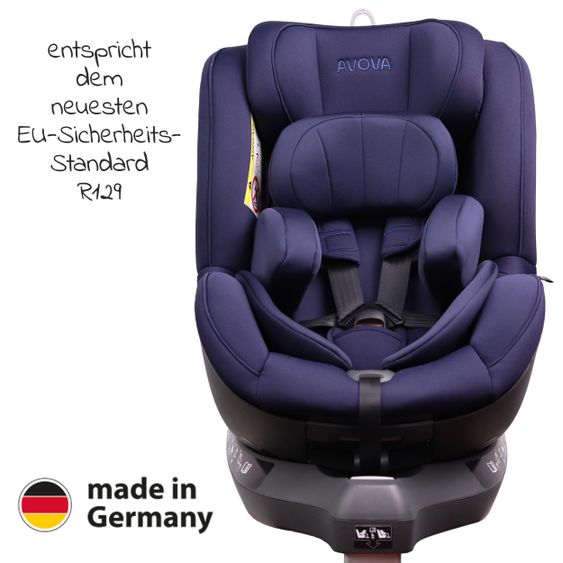 Avova Reboarder-Kindersitz Sperber-Fix i-Size 40 cm - 105 cm / ab der Geburt bis 4 Jahre mit Isofix - Atlantic Blue