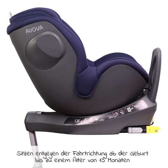 Avova Reboarder-Kindersitz Sperber-Fix i-Size 40 cm - 105 cm / ab der Geburt bis 4 Jahre mit Isofix - Atlantic Blue