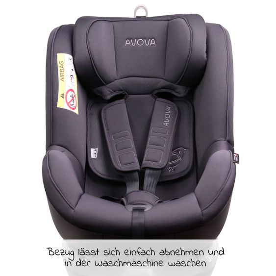 Avova Reboarder-Kindersitz Sperber-Fix i-Size 40 cm - 105 cm / ab der Geburt bis 4 Jahre mit Isofix - Koala Grey